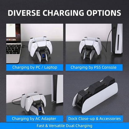 Charging Station for PS5 Controller Charger Station For DualSense Controller Dual USB Fast Type-C Charging Dock with LED Display
