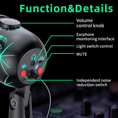 Basix USB-kondensatormikrofon med RGB och mute