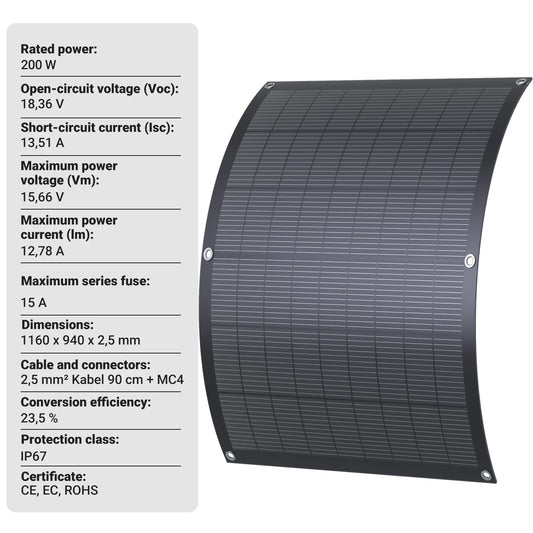 800W Balkongsolcells-kit – 4×200W Flexibla Solpaneler + 800W Mikroväxelriktare, Plug & Play, WiFi-övervakning, IP67, CE, EU-lager (Tyskland)