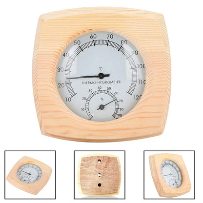 140 mm termometer och hygrometer i trä för bastu