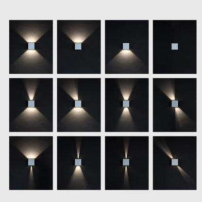 Modern Fyrkantig Utomhus Vägglampa – Aluminium, Svart/Vit/Grå, Varmvit/Kallvit, 6W/12W, Vattentålig
