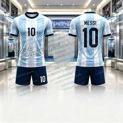 2026 Special Messi 10 Football Jersey Tee Shorts Set Women Men Harajuku Argentina Fans Shirt and Shorts Summer Kids 2 Piece Sets