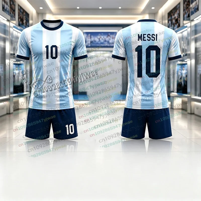2026 Special Messi 10 Football Jersey Tee Shorts Set Women Men Harajuku Argentina Fans Shirt and Shorts Summer Kids 2 Piece Sets