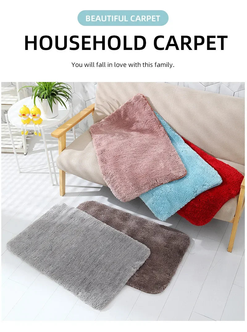 Rounded and thickened bathroom floor mat, bathtub absorbent mat, plush material, anti slip foot mat, entrance door mat, bathroom
