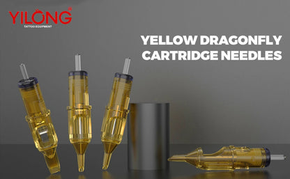 20pcs Yellow Dragonfly Tattoo Cartridge Needle 1 3 5 7 9 11 13 14 15 RL RM RS M1 For Tattoo Machine Pen Needle Accessories