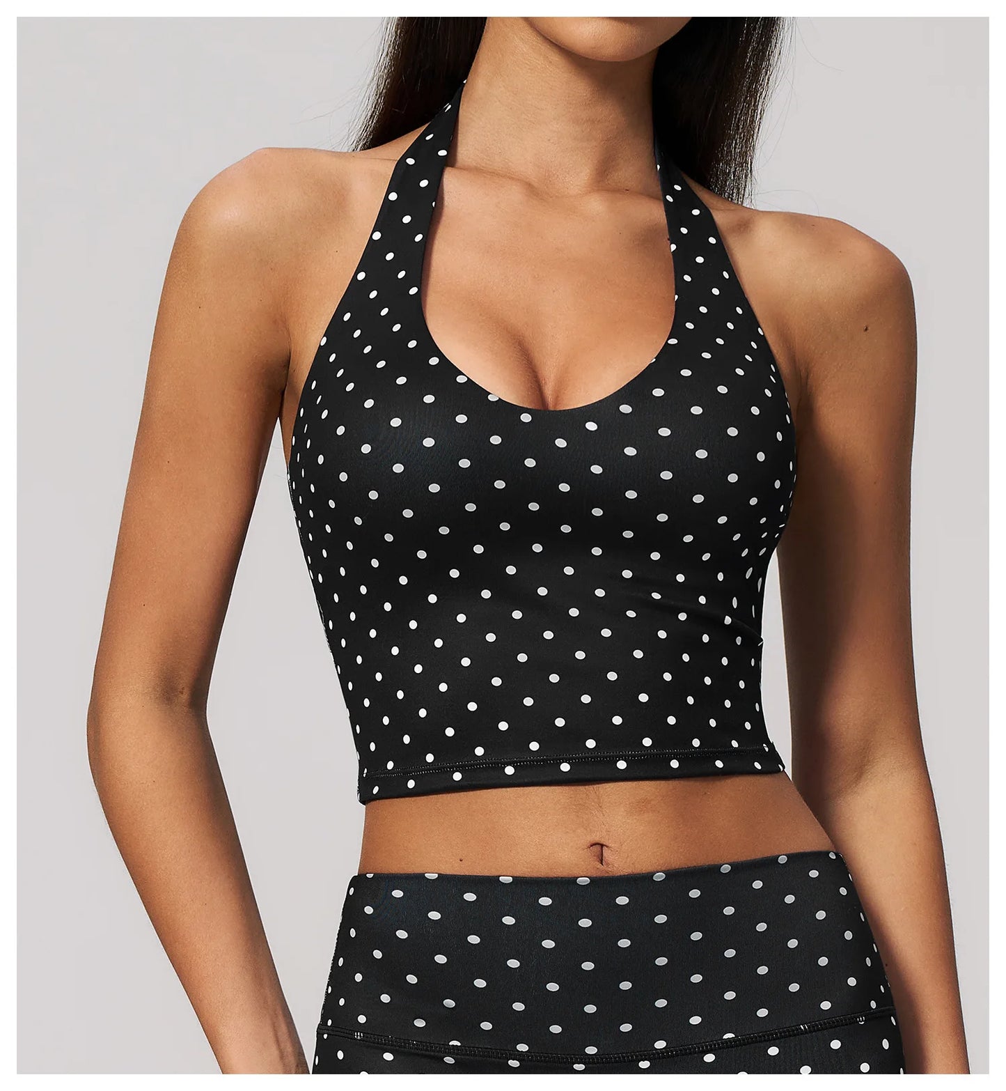 Yoga Bra Women Sports Underwear Fitness Crop Top Polka Dot Yoga Vest Deep V Backless Sports Vest Female Workout Shockproof Tops