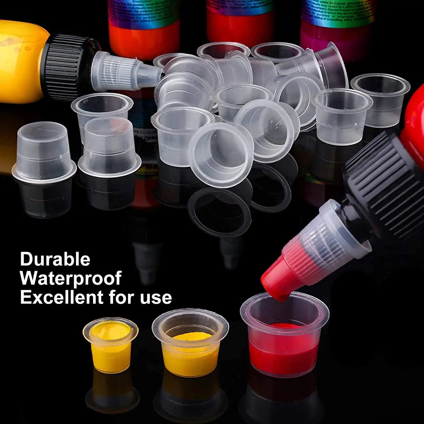 1000/100pcs Disposable Tattoo Ink Cups S/M/L Plastic Clear Holder Container Cap for Tattoo Pigment Permanent Makeup Accessories