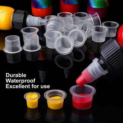 1000/100pcs Disposable Tattoo Ink Cups S/M/L Plastic Clear Holder Container Cap for Tattoo Pigment Permanent Makeup Accessories
