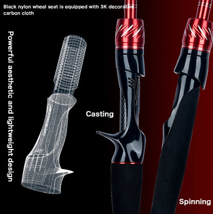 BIUTIFU Premium Resespö med Fuji-ringar – T800 Kolfiber, Spinning & Casting 1.8–3.0m