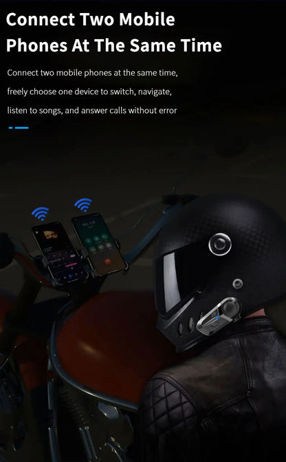 Bluetooth 5.3 Wireless Motorcycle Helmet Headset Hands-free Call Phone Motorcycle Waterproof Earphone Music Player Moto Helmet