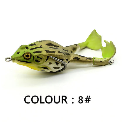 1pc Surface Frog Lure Top Water Bass Fishing Lures Soft Frog Double Propellers Legs Freshwater Rotating Tail Floating Swing Bait