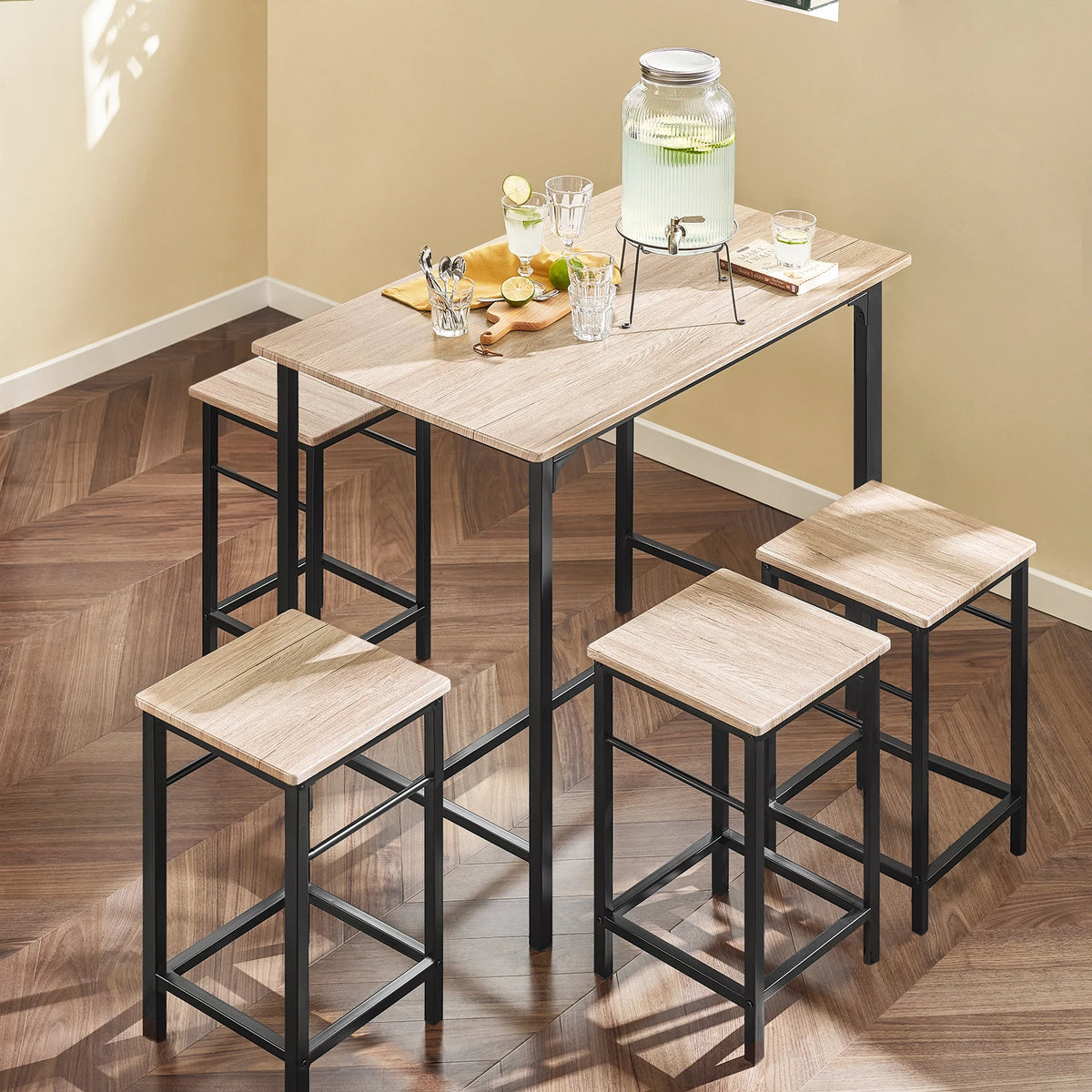SoBuy OGT11 barbordsset med 4 barpallar – bord 100 × 60 cm