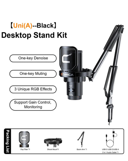 Cardioid Condenser Wired USB Microphone with RGB lights for Gaming, Podcasting, Music creation and PS4/5 Ejoy Uni A Uni D