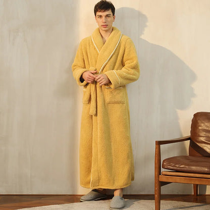 Female Autumn and Winter Warm Long Flannel Thick Couple Bath Bathrobes Men Women Pajamas Shower Robe Bath Towels For Adults