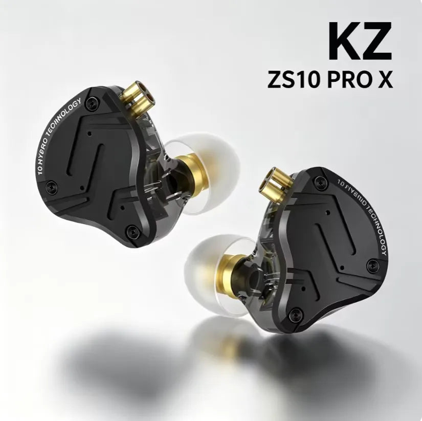 KZ ZS10 Pro X 4BA 1DD Hybrid IEM 10mm Dynamic Driver In Ear Monitor Detachable 0.75mm 2Pin Cable Metal Shell Gaming HiFi Earbuds for Audiophile