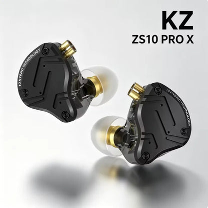 KZ ZS10 Pro X 4BA 1DD Hybrid IEM 10mm Dynamic Driver In Ear Monitor Detachable 0.75mm 2Pin Cable Metal Shell Gaming HiFi Earbuds for Audiophile