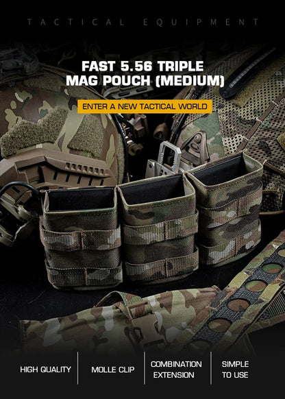 Taktisk FAST 5.56 Trippel Magasinväska Medium för Molle-system