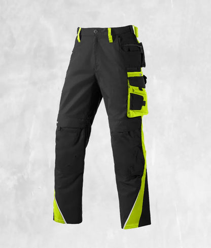 Men's Work Pants with Multi Pockets Two Tone Construction Pants with Reflective Stripes Cargo Pants Zipper Front Work Wear Pants