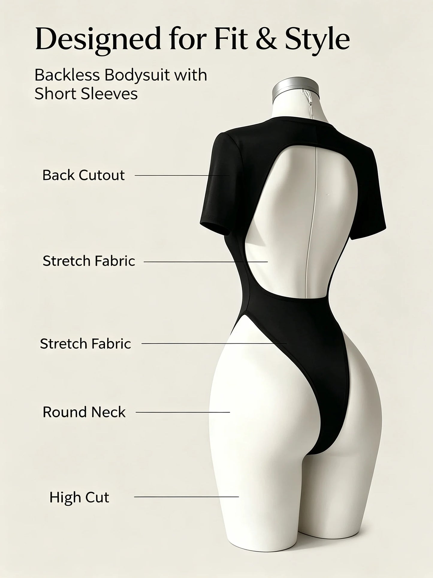 Women's High-Quality Backless Bodysuit Basic Solid Color Comfortable Fit Underwear