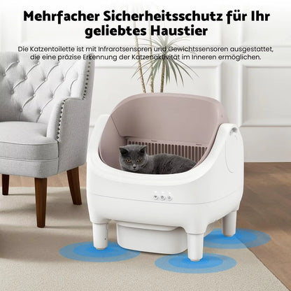 MIAOERDUO 2026 Champagne Upgrade Automatic Smart Litter Box, Smart Automatic Litter Box with Double Odor Removal, APP Control, Anti-Pinch for Multiple Cats