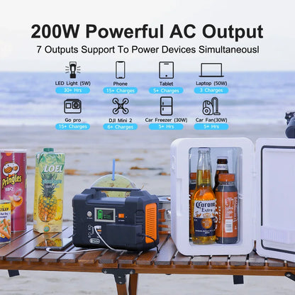 FF Flashfish E200 Portabel Kraftstation – 200W, 151Wh, 230V AC, USB QC3.0, 12V DC, Camping & Nödläge