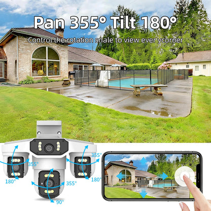 15MP Wifi IP Camera Three Lenses 8K PTZ Four Lens Outdoor Smart Home Wireless Surveillance Cameras Onvif Baby Monitor YOOSEE