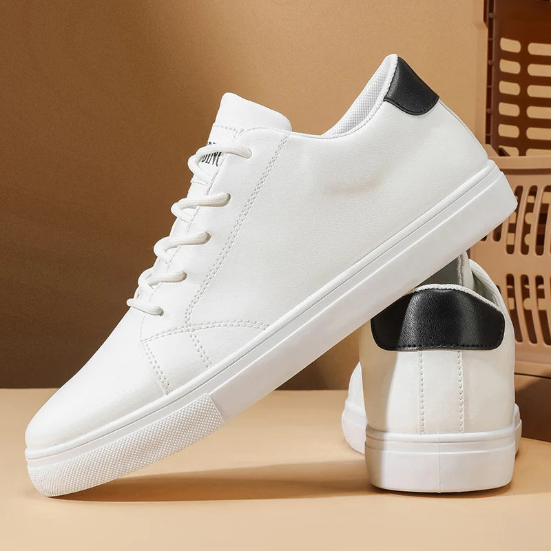 Trendiga vita sneakers för herr – andningsbart material i stor storlek