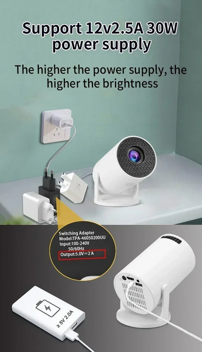2026 New Mini HY300 Projector Android 13 4K Supported Native 1080P WiFi Bluetooth Home & Outdoor Movie Projector For Bedroom