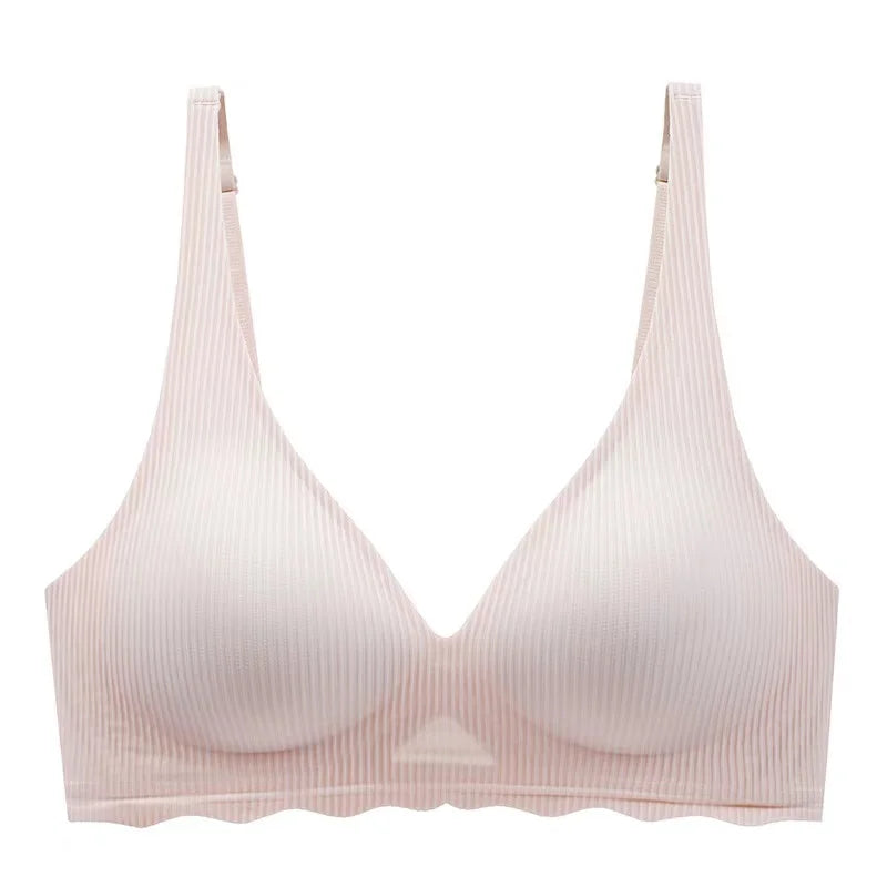 Dam Sömlös Randig BH – Push-up Trådlös Samlande Liten Byst Urhålad Design, 5 Färger S–XL