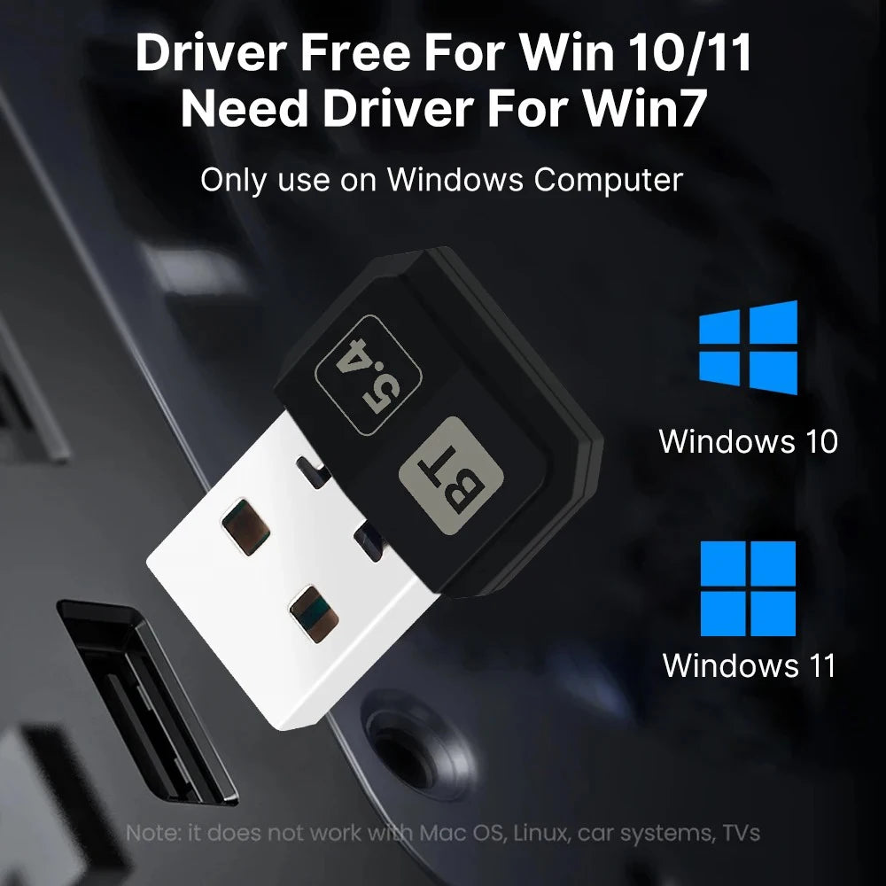 USB Bluetooth 5.4 Wireless Adapter Bluetooth 5.3 Dongle Adapter for PC Laptop Wireless Speaker Audio Receiver USB Transmitter
