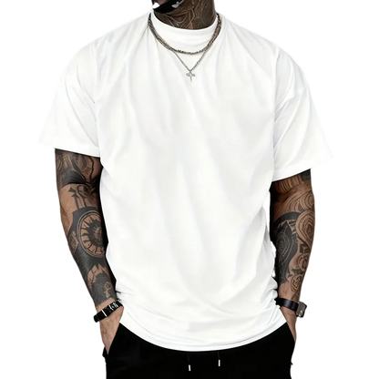 Herr-t-shirt 100% Bomull – Rund Hals, Kortärmad, Klassisk Svart eller Vit, S–XXXL