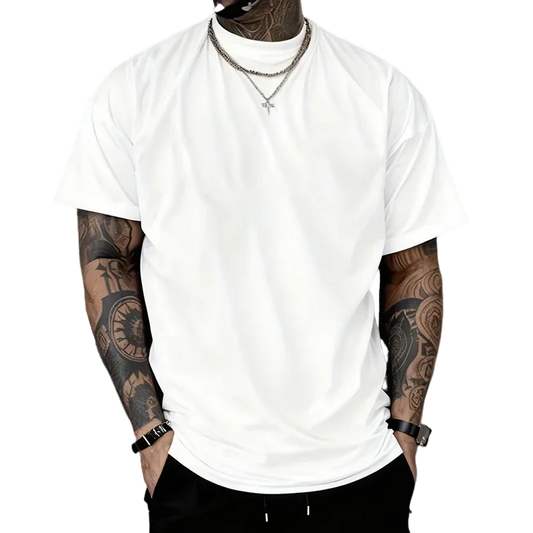 Herr-t-shirt 100% Bomull – Rund Hals, Kortärmad, Klassisk Svart eller Vit, S–XXXL