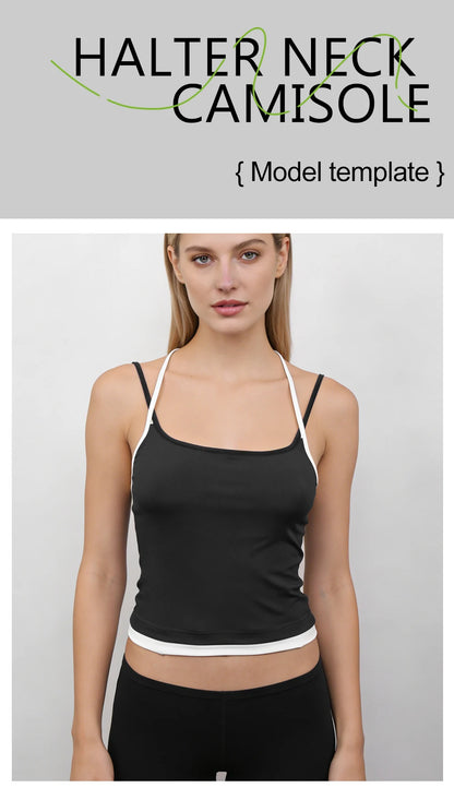 Dam Y2K Linne Crop Top – Sömlös Slim Camisole Fake Tvådelad Sportig Sommar, S–XXL