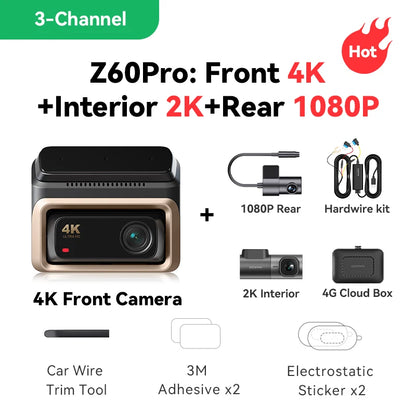 DDPAI Z60 Pro 4K Dashcam – Dubbla Sony STARVIS-sensorer, 5GHz WiFi, GPS, ADAS 2.0 och 4G LTE