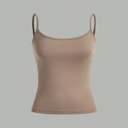 Women Tank Top Strap Slim Top for Summer Fashion Versatile Casual Breathable Micro Elastic Fabric Sleeveless Strap Top