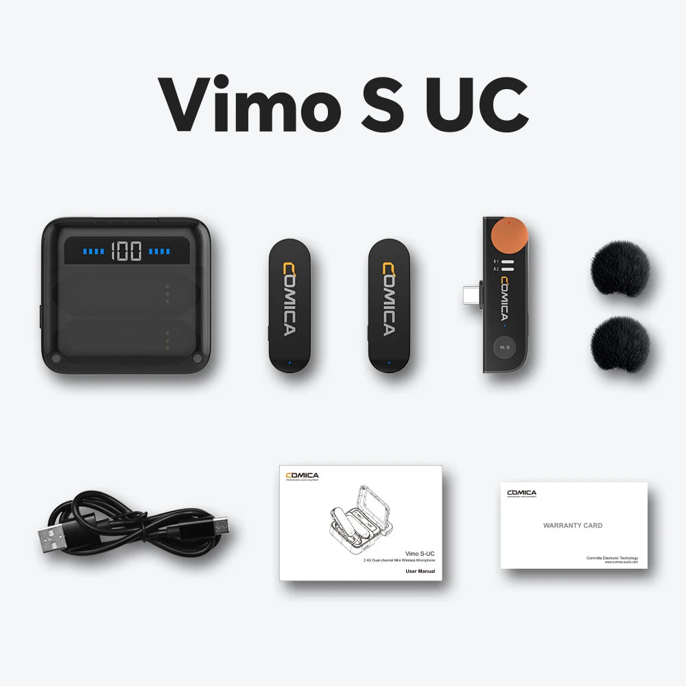 COMICA Vimo S Wireless Lavalier Lapel Microphone for iPhone Android Noise Cancellation Mic for Youtube Tiktok Vlogging Podcast