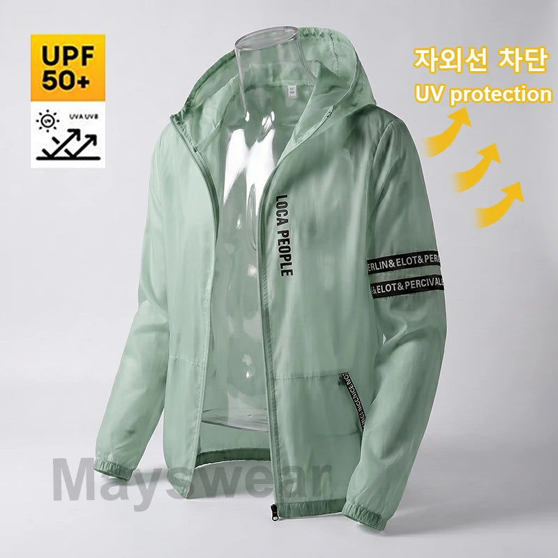 UPF50+ Sommarvindjacka Herr – Tunn, Vattentålig & Snabbtorkande med Huva, M–5XL