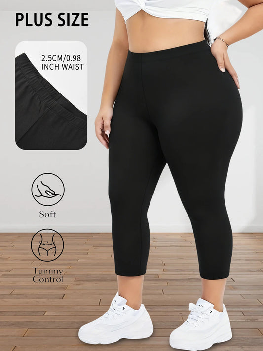 Dam Capri Leggings Stor Storlek 2026 – Mjukt Ej Genomskinligt Yoga Sport Löpning, 1XL–4XL