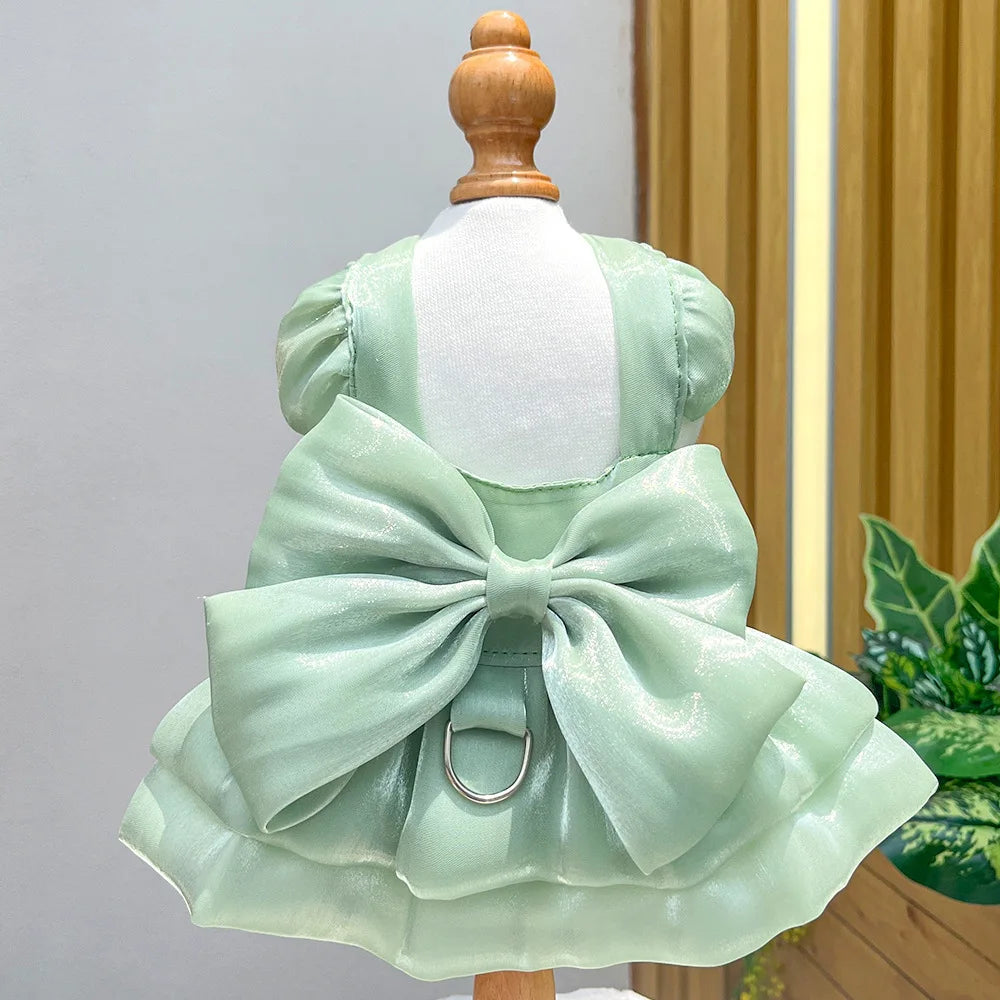 Cat Wedding Dress Lace Bowknot Fluffy Skirt for Party Pet Clothes Fancy Costume for Kittens Bridal Gown Furbaby Home Daily Outfi
