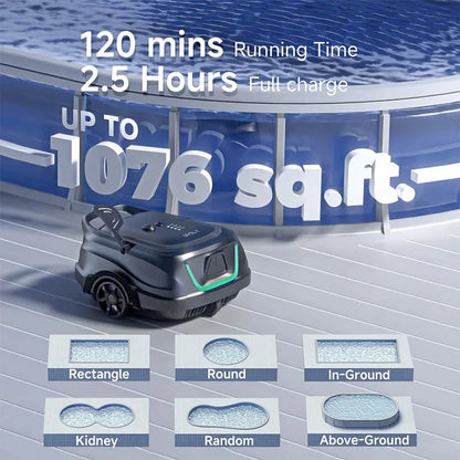 WYBOT A1 Trådlös Poolrobot – 120min 2600mAh IPX8 Dubbellager Filter Gyroskopnavigering Auto-Parkering 100m² 2026