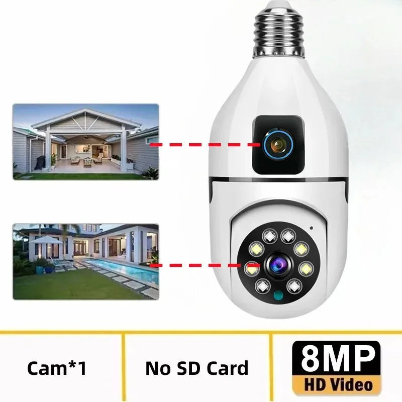 WiFi IP Camera E27 Bulb Cam 8MP Wireless Baby Monitor AI Tracking Security Video Surveillance Pet Cameras 5MP SmartLife Indoor