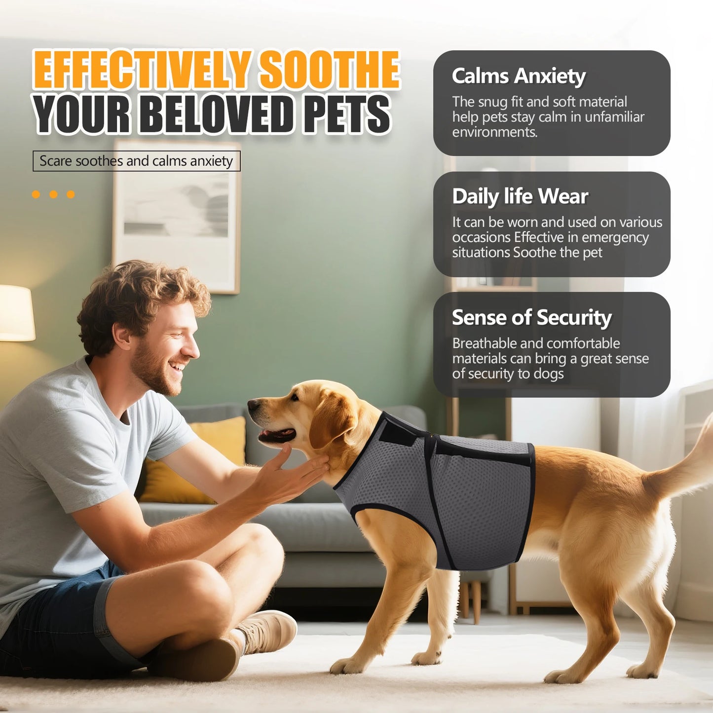 Breathable Mesh Dog Calming Vest Adjustable Anti-Anxiety Soothing Wrap Stress Relief Jacket For Thunder Travel Small M