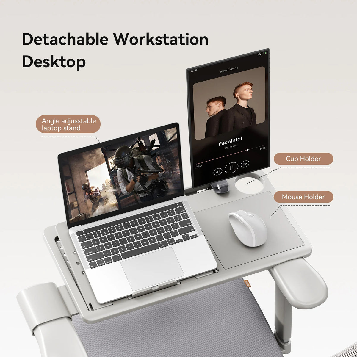 Newtral MagicH-GPro Home Office Ergonomic Chair With Workstation LAPD, with Footrest, 5D Headrest, 4D Armrest