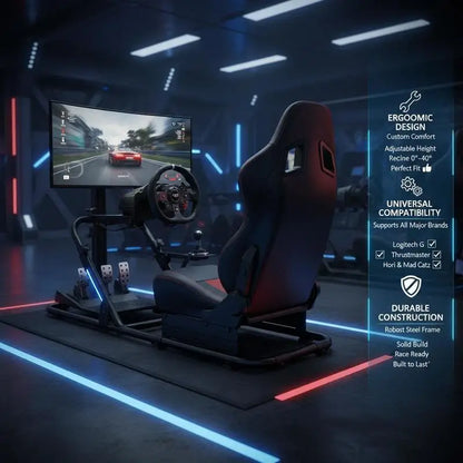Steering wheel stand 600–830mm Gaming seat 0°–40° Steel frame gaming seat Racing simulator for racing games Gaming seat Racing seat Racing seat for Logitech Thrustmaster Fanatec Hori and Mad Catz