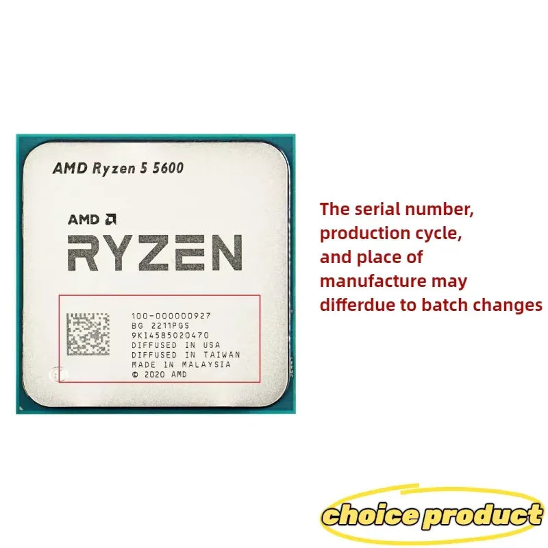 Cost Effective AM4 Upgrade CPU AMD Ryzen 5 5600 6 Cores 12 Threads 7NM Zen3 32MB Cache Desktop PC Chip Without Box