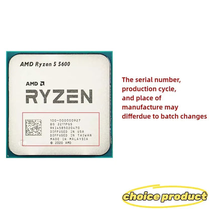 Cost Effective AM4 Upgrade CPU AMD Ryzen 5 5600 6 Cores 12 Threads 7NM Zen3 32MB Cache Desktop PC Chip Without Box