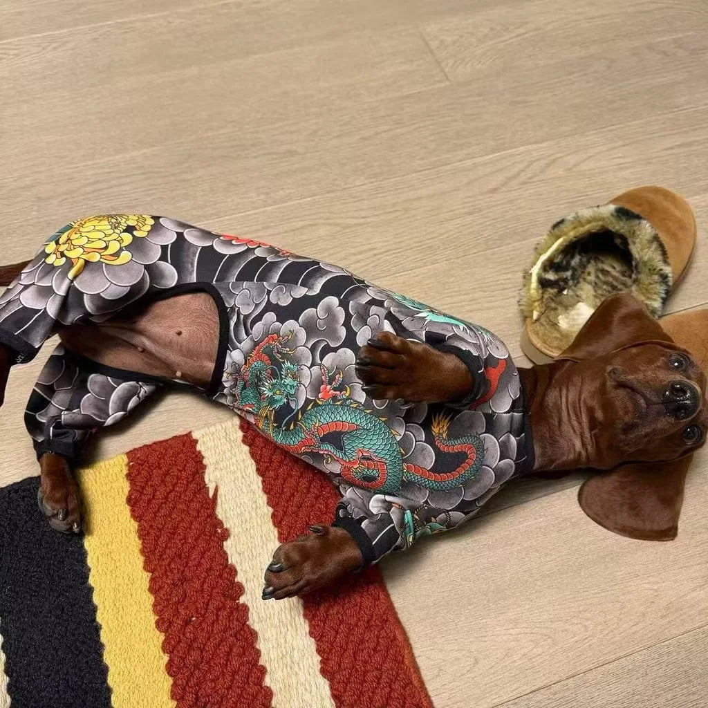 Streetwear Pet Tattoo Suit 4-Way Stretch Full Body Clothes S-10XL Comfortable Dog Cat Costume for Small to Large Pets