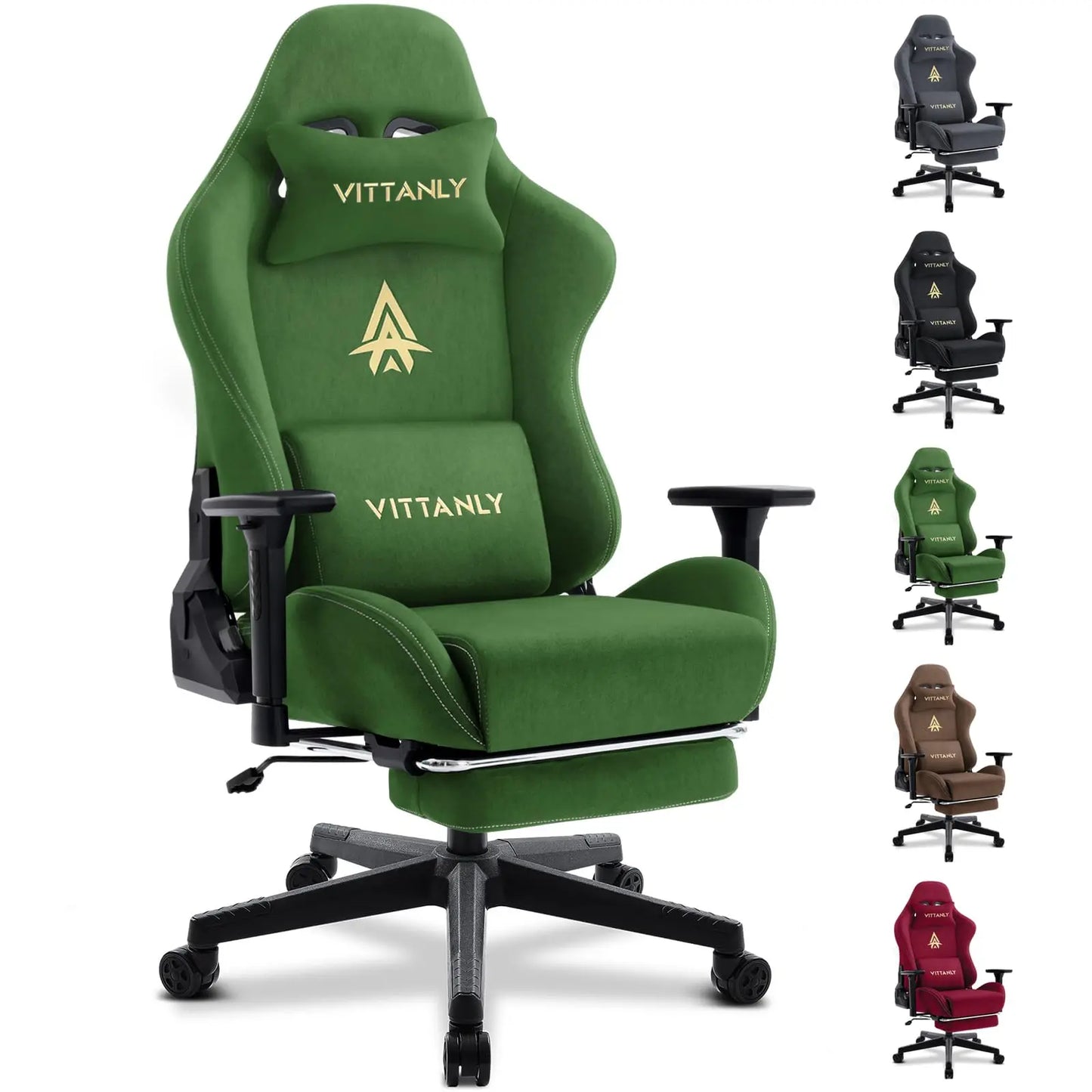 Vittanly Gaming Chair Breathable Office Chair Made of High-Quality Fabric New Adjustable and Rotating Desk Chair with Footrest