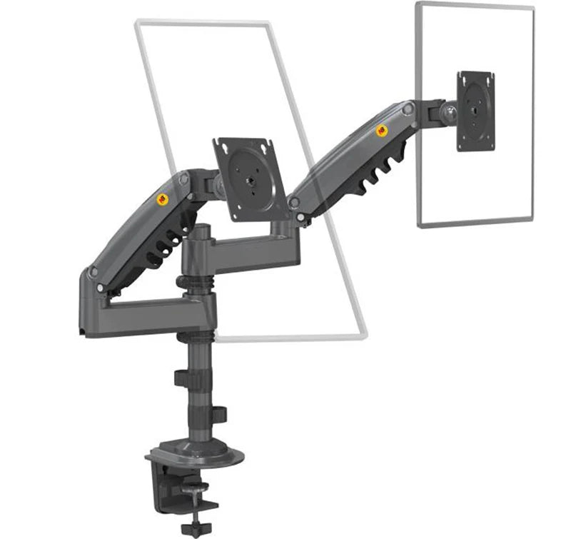 NB New H180 Full Motion 17'-27' Double Monitor Holder Gas Spring Arm LCD Mount Ergonomic Dual Arm Clamp Bracket 2-9kgs Each