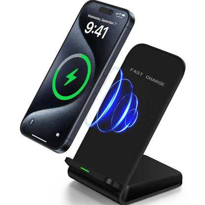 Fast Wireless Charging Stand Compatible with Samsung S24/S23/S22/S21 Ultra, iPhone 17‑12 Pro Max & Xiaomi Smartphones
